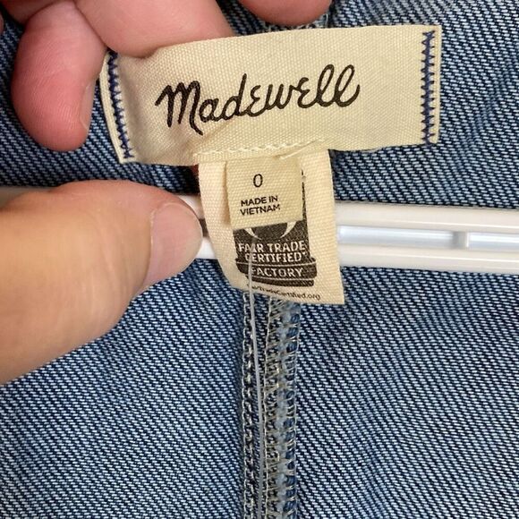 Madewell Pleated Waist Half Zip Denim‎ Dress in Pixie Wash Size 0 (Q6) - Picture 5 of 12